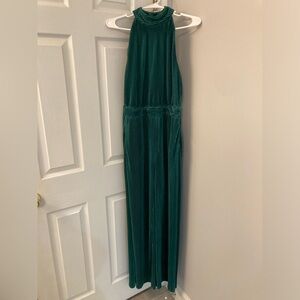 Fate green Pleated Halter Neck Wide Leg Jumpsuit Romper Womens Sz L